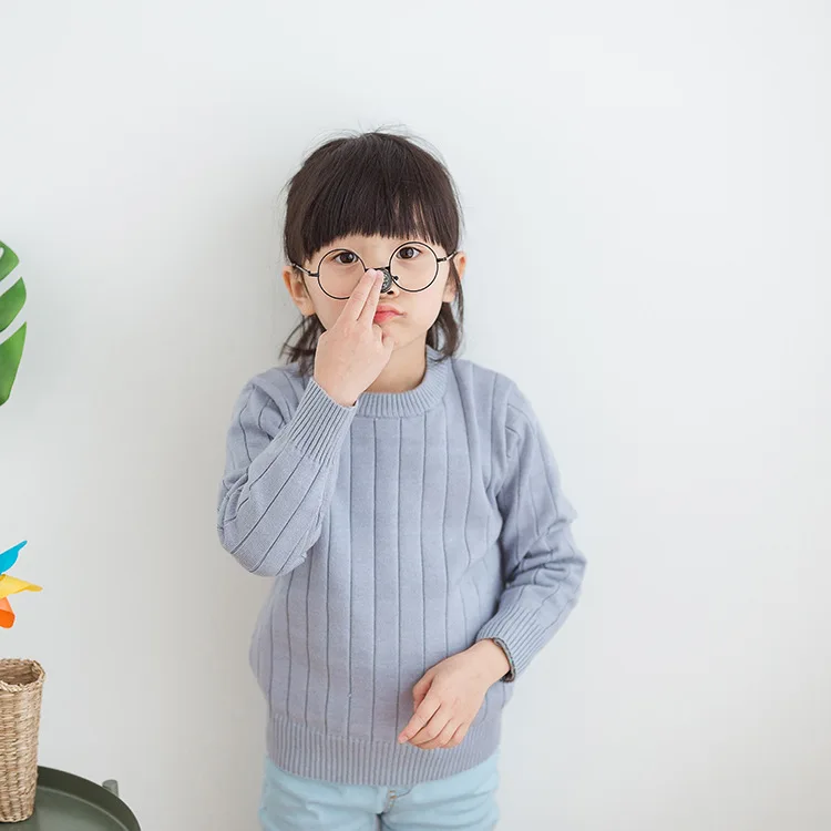 Online 2018 suéteres de invierno para niñas, ropa de punto de manga larga para niñas, suéter acanalado para niños, ropa de otoño para niñas y niños