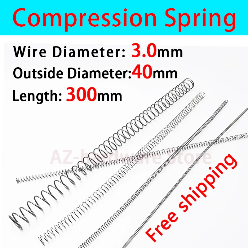 Compressed Spring Pressure Wire Diameter 3.0mm Outer 40mm Length 300mm Release Return 1 Pcs | Обустройство дома