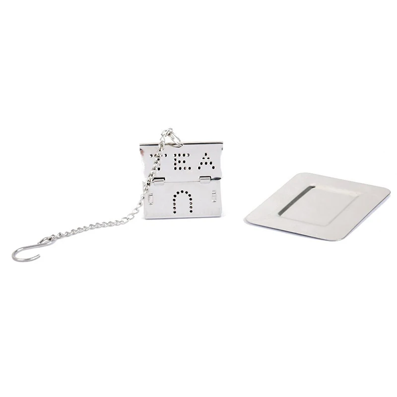 House Shape Stainless Steel Tea Infuser Strainer with Tray Silver