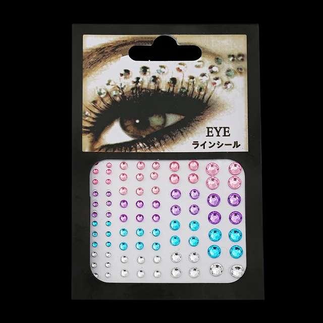 Fashion Women Tattoo Diamond Makeup Eyeliner Eyeshadow Face Sticker Jewel Eyes Makeup Crystal Eyes Sticker HB403