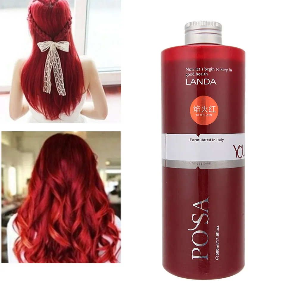 500ml Red Hair Dye Cream Natural Easy Coloring Long-Lasing Semi Permanent Hair Color Cream Best Styling Hairdressing Tool (Red)