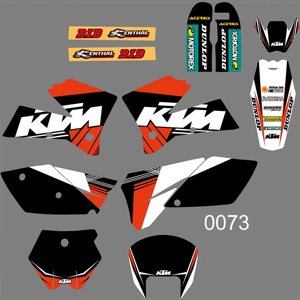 

For KTM SX 125 250 380 400 520 SX 2005 2006 Graphics Decals Stickers Custom Number Name 3M Full Motorcycle Accessories