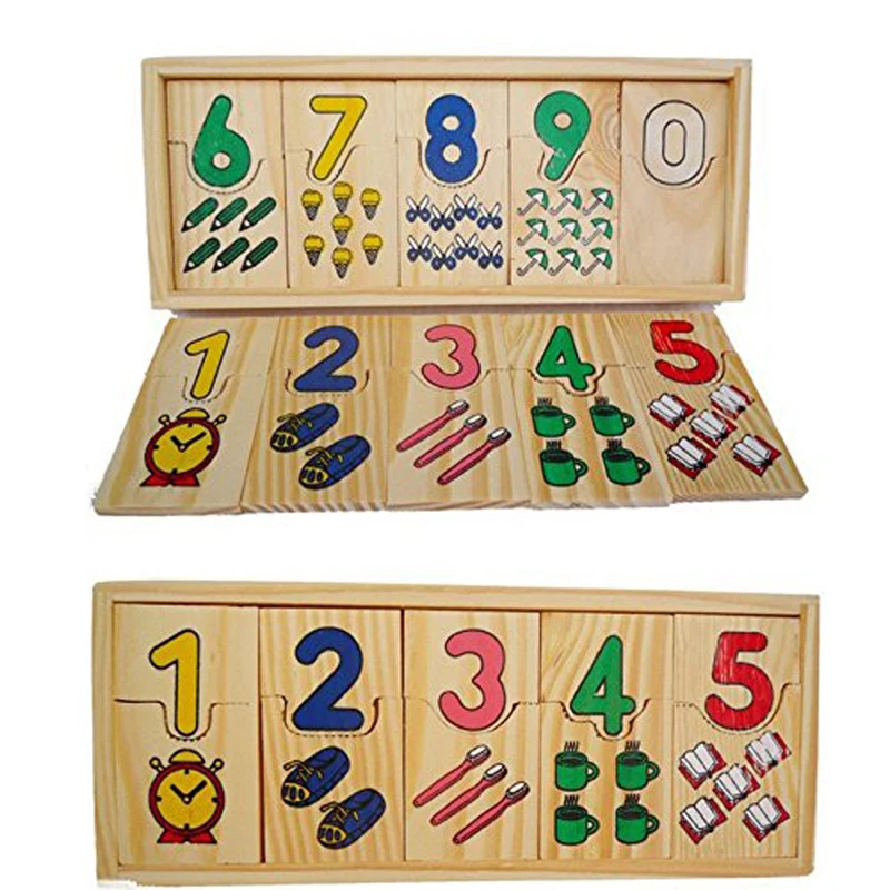  Montessori Wooden Toys for Children Math Puzzle Kids Teaching Logarithmic Matching Plate Board Digi - 4000161679558