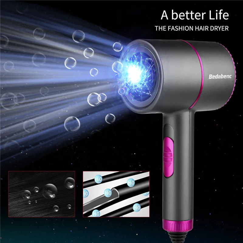 

Portable Hair Dryer Negative Ion Lightweight Blow Dryer 2000W Powerful Salon Hot Wind Hairdryer Low Noise With Collecting Nozzle
