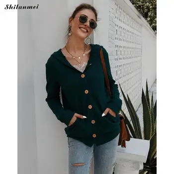 

Autumn Winter Sweater Women Long Sleeve Sweater Cardigan Solid Color Loose Women Sweater Fashion Ladies Sweater Hooded Coat