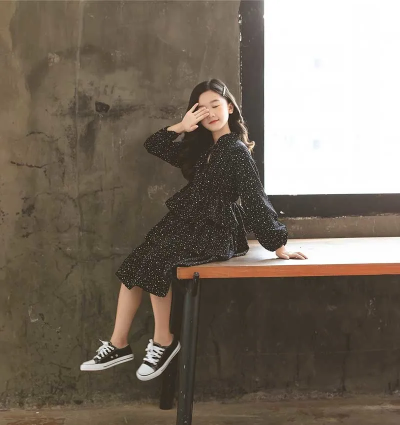 New 2019 Teen Kids Autumn Dress Black Winter Girls Dresses Fashion Children Baby Princess Dress Mother And Daughter Clothing (15)