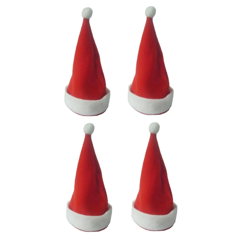 New 4Pcs Christmas Hat Shape Kids Candy Gift Bags Pouch Wedding Sack Present Xmas Party Gift Bag Christmas Decoration For Home