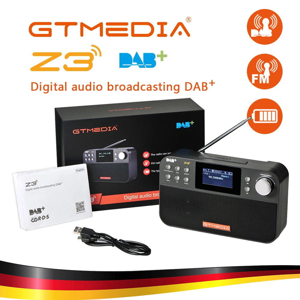 

GTmedia Z3B DAB Radio FM broadcast Digital Recorder 2.4 Inch TFT Color Display Alarm Clock Support Bluetooth digital player