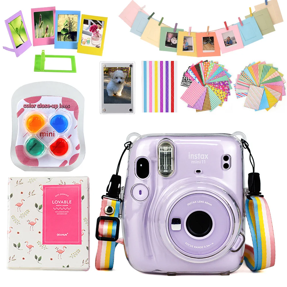 Drone Bags For Fujifilm Instax Mini 11 Instant Camera Mini Case Protective Bag + 64 Pockets Photo Album + Color Filter + Stickers + Frames hiking camera backpack Bags & Cases