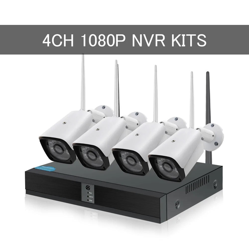 4CH 1080P Беспроводная система камер домашней безопасности IP камера WiFi DVR комплекты CCTV камера система наружного видеонаблюдения 4 камеры s - Цвет: 4CH 1080P NVR Kits