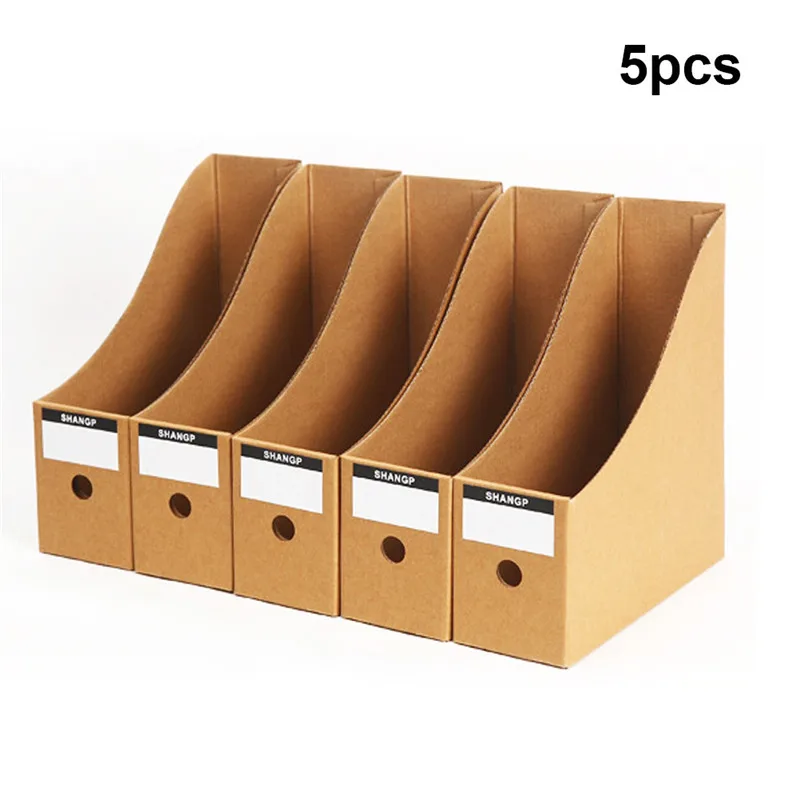 5pcs Прочный картонный держатель для журналов, DIY папка для файлов, Настольная бумага для органайзера, коробки для хранения, держатель для книг, школьные офисные принадлежности - Цвет: 5pcs