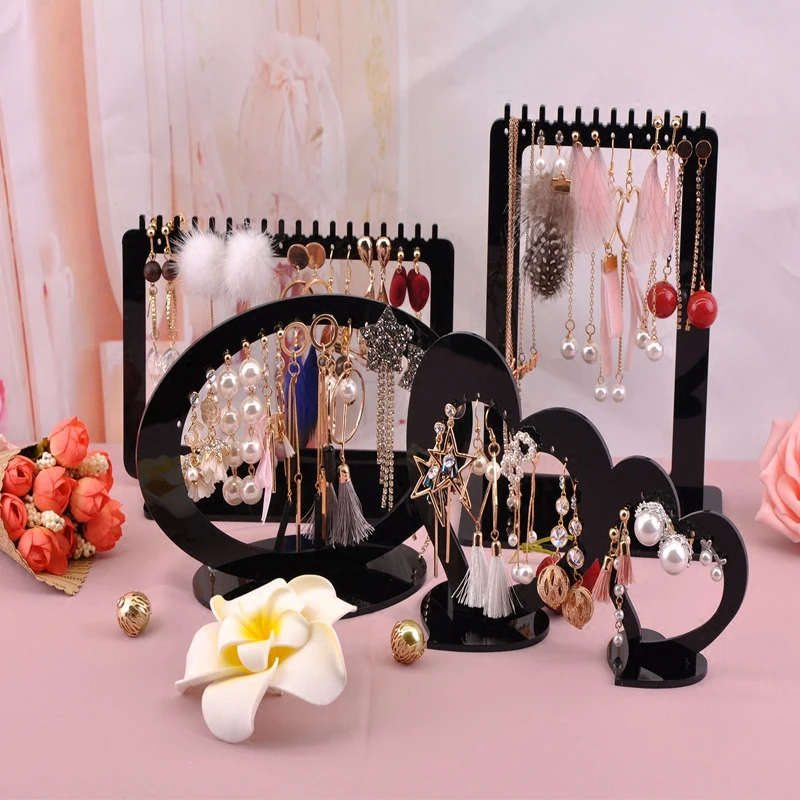 Fashion Acrylic Earring Display Necklace Stand Shelf Earring Holder Jewelry Organizer Necklace Showing Stand Earring Case