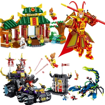 

Journey to the West Building Blocks Chinese Famous Story TV Series Mokey King Fight Bones Spider Figures Assembly Bricks Set Toy