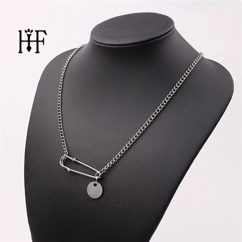 Булавка для бумаги зажим кулон дизайн панк шик металл длинная цепочка ожерелья