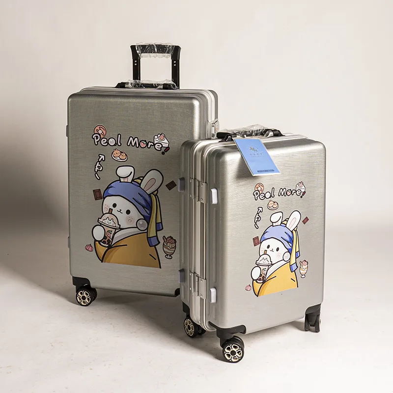 20"24 Inch Cartoon Cute Aluminum Frame Travel Children's Suitcase On Wheels Carry On Rolling Luggage Boarding Case