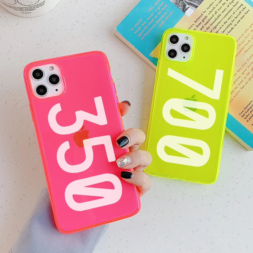 Флуоресцентный чехол для телефона с номером цвета 350 700 iPhone 12 mini 11 Pro Max XR X XS SE 202 7 8