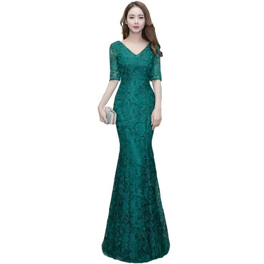 

Robe de Soiree Longue Real Kaftan Dubai Black half Sleeve Mermaid Evening Dresses 2019 Formal Evening Gowns Vestido Longo