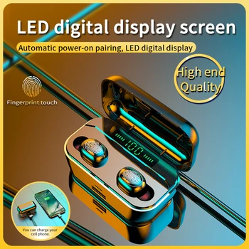 

2200mah Bluetooth Earphone V5.0 TWS Wireless Earphones LED with Microphone Earphones Waterproof Noise Cancel Headset Earbuds