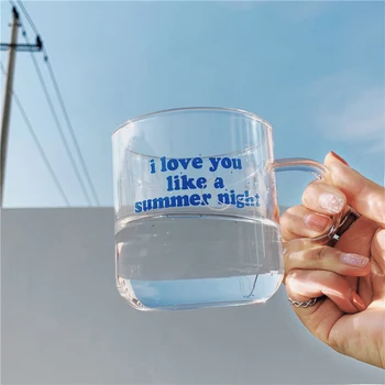 

Transparent Glass Cup With Handle Korea Milk Coffee Mugs Juice Cup Gift Summer Creative Water Glass Drinkware Milk Yogurt Cups