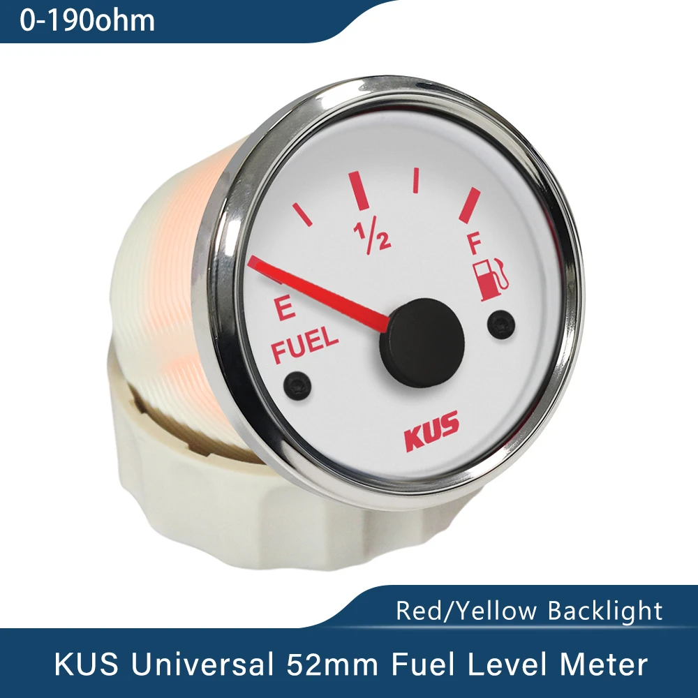 New KUS Fuel Gauge Boat Oil Tank Level Indicator 0 190ohm Signal Empty Full 12/24V with Red and