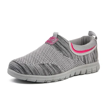 

Women Running Shoes Slip on Breathable Female Walking Flat Sneakers Black Mesh Ladies Running Sport Shoes Trainer