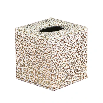 

Gold PU Pattern Roll Paper Box Napkin Box for Home Office