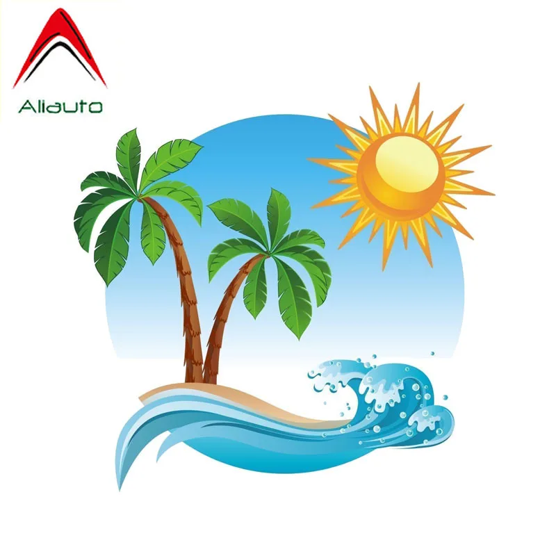 

Aliauto Funny Car Sticker Palm Tree Tropical Island Waterproof Sunscreen Reflective Decal PVC Accessories,15cm*14cm