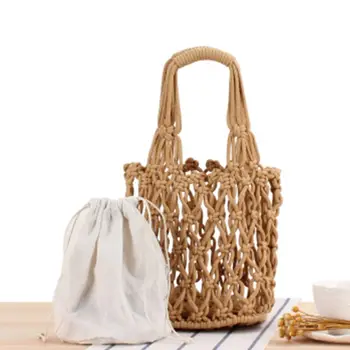 

Women Girls Fish Net Bucket Hollow Bags Summer Beach Handbags Weave Tote Purse A69C