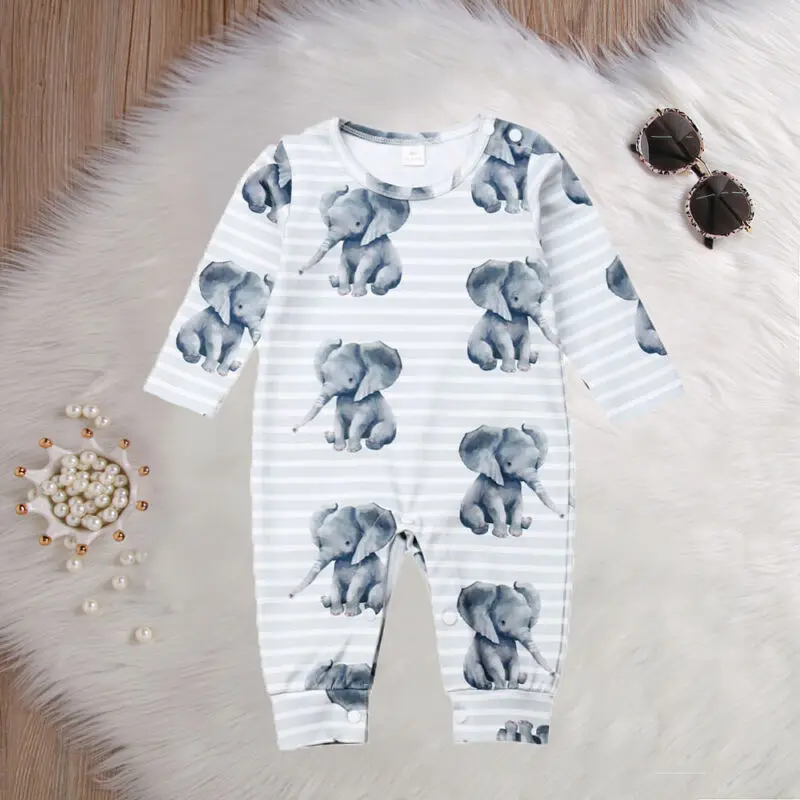 

Newborn Baby Boy Girl 0-24M Elephant Romper Jumpsuit Summer Outfits Clothes