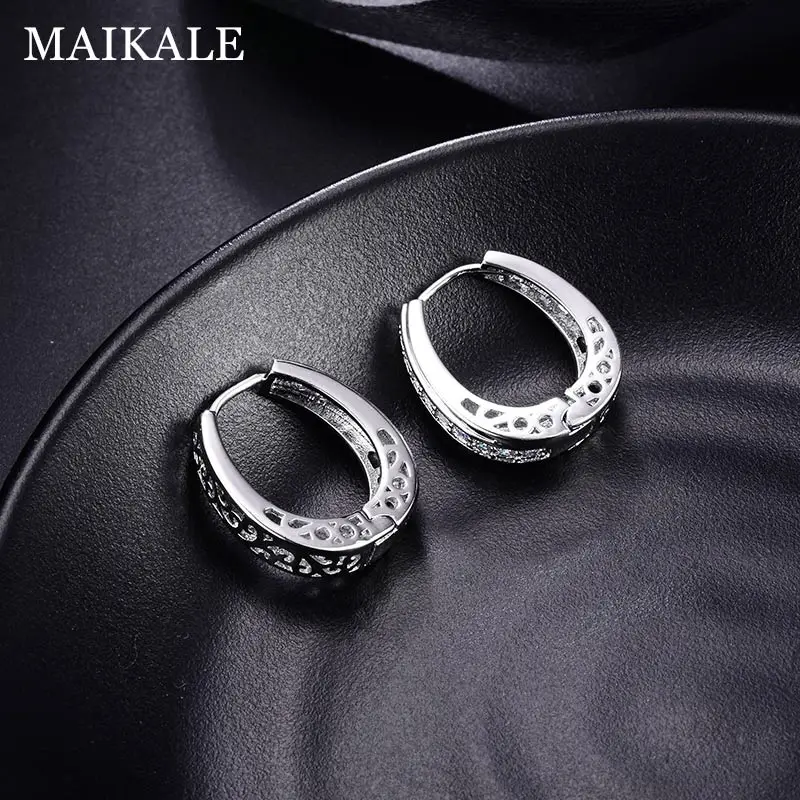 Женские классические серьги обруча MAIKALE круглые золотистого/серебристого цвета