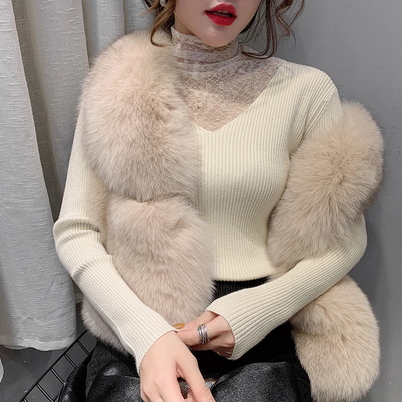 

2020 New Spring Winter Lace Turtle-Neck Sweater Women's Pullover Long Sleeved Stretch Sweater Ladies All-match Tops T
