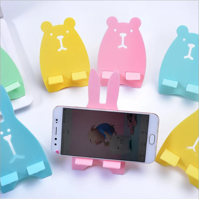 

5 pcs PP Mobile phone holder bracket support stand shelf desktop cartoon cute portable creative office rabbit Removable novelty