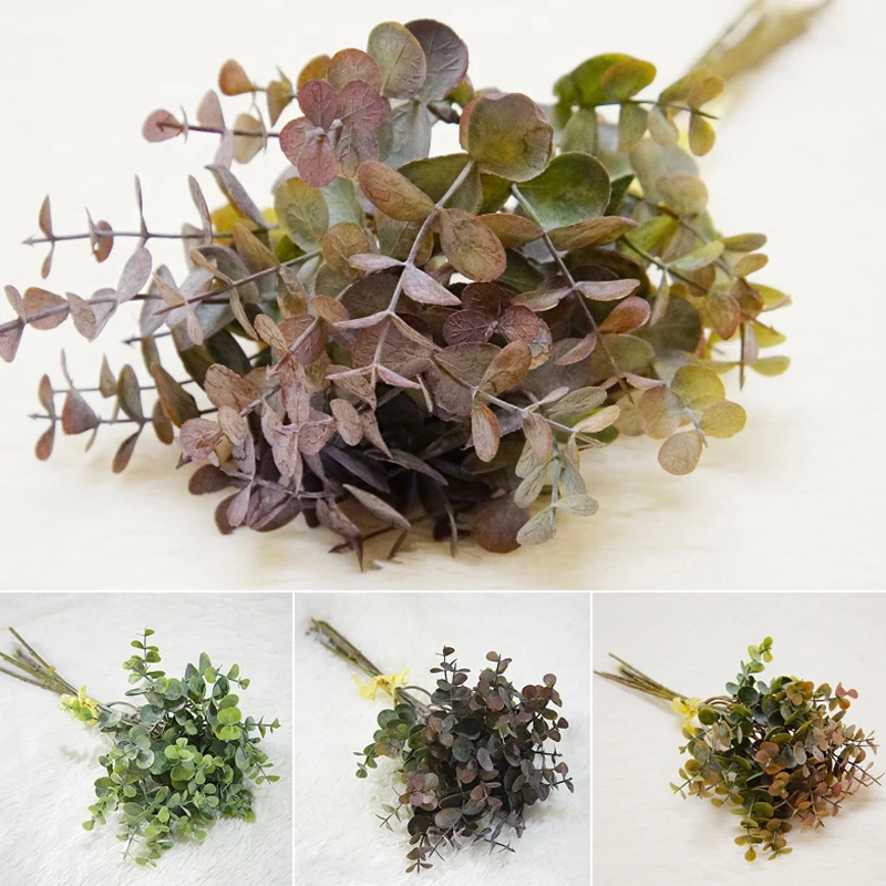 

6 fork/bouquet eucalyptus money leaf simulation European diy artificial green plant fake flower plant leaf material decorations
