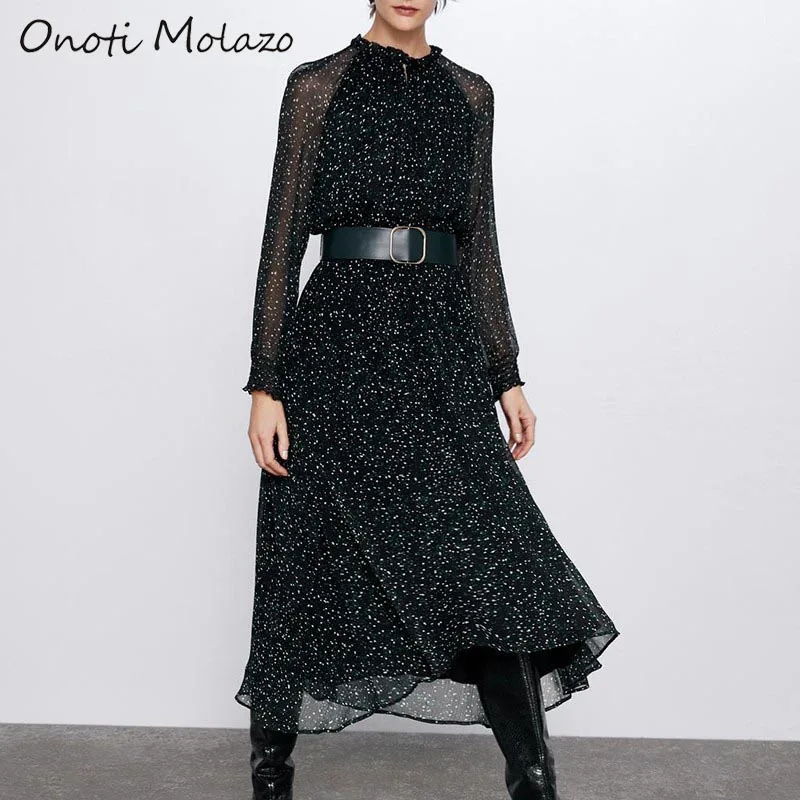Женское шифоновое платье Onoti Molazo длинное Повседневное из искусственной кожи с