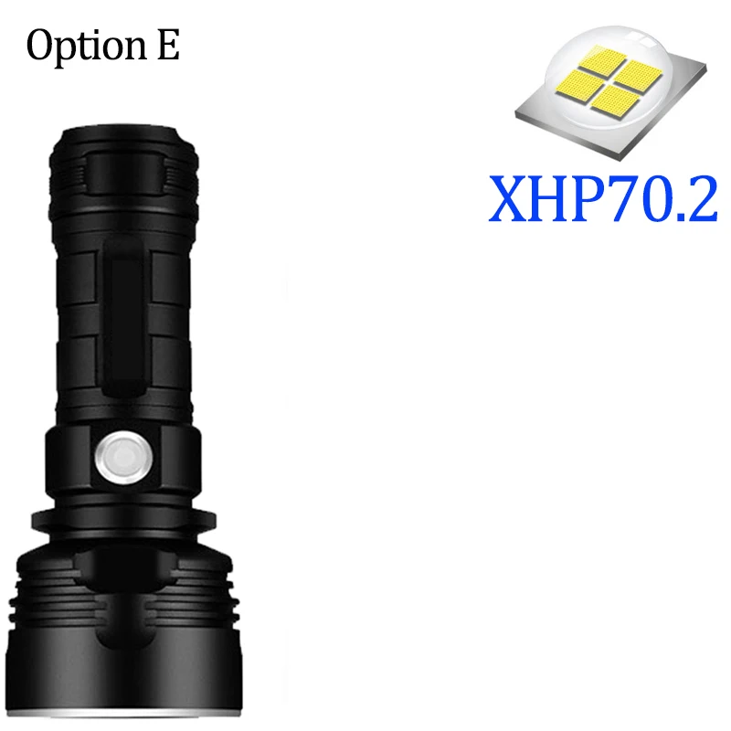 Мощный светодиодный светильник-вспышка xhp70.2 250000cd фонарь с подзарядкой через USB 26650 аккумулятор яркий светильник-вспышка для кемпинга и рыбалки - Испускаемый цвет: Option E