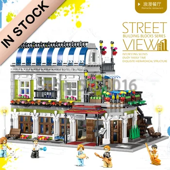 

In Stock ql0920 MOC Romantic Restaurant City 3577Pcs Streetview Series The Europe Type Model Building Blocks Toys