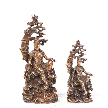 

Pure Copper Guanyin Bodhisattva Antique Antique Miniature Copper Home Office Decoration Copper Crafts