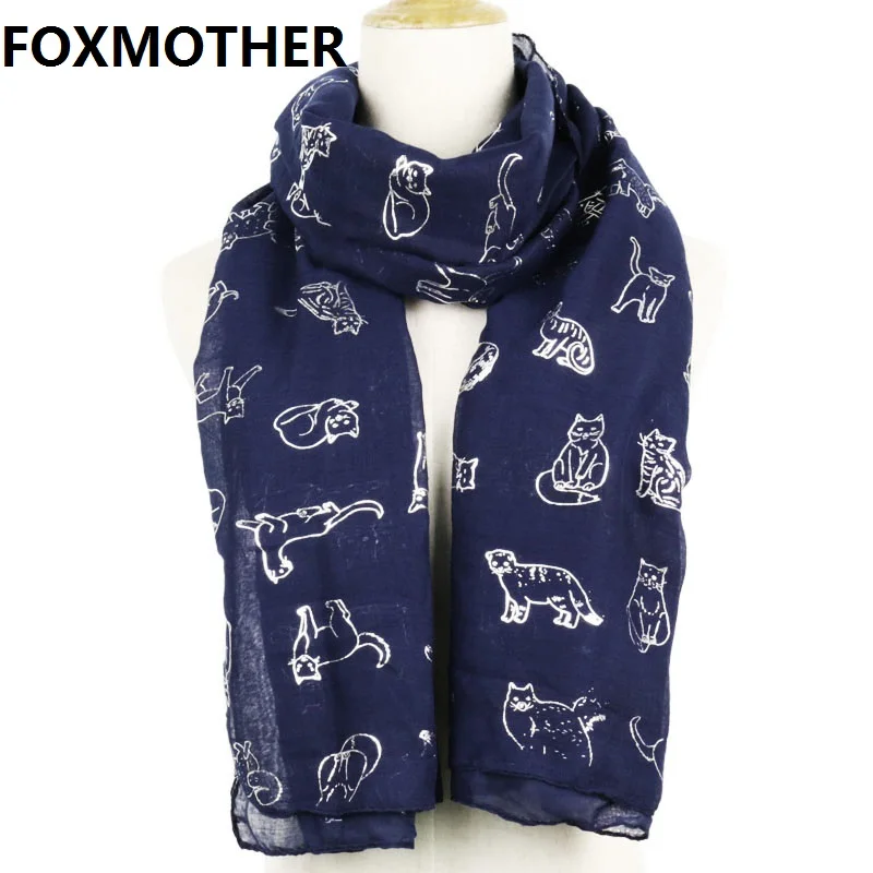 FOXMOTHER дамы милый кот шарф с принтом из фольги шаль дорожная сумка для женщин