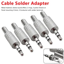5pcs 3.5mm Plug Connector Stereo Metal 3Poles 3.5 Plug&Jack Adapter With Spring Solder Wire Terminals