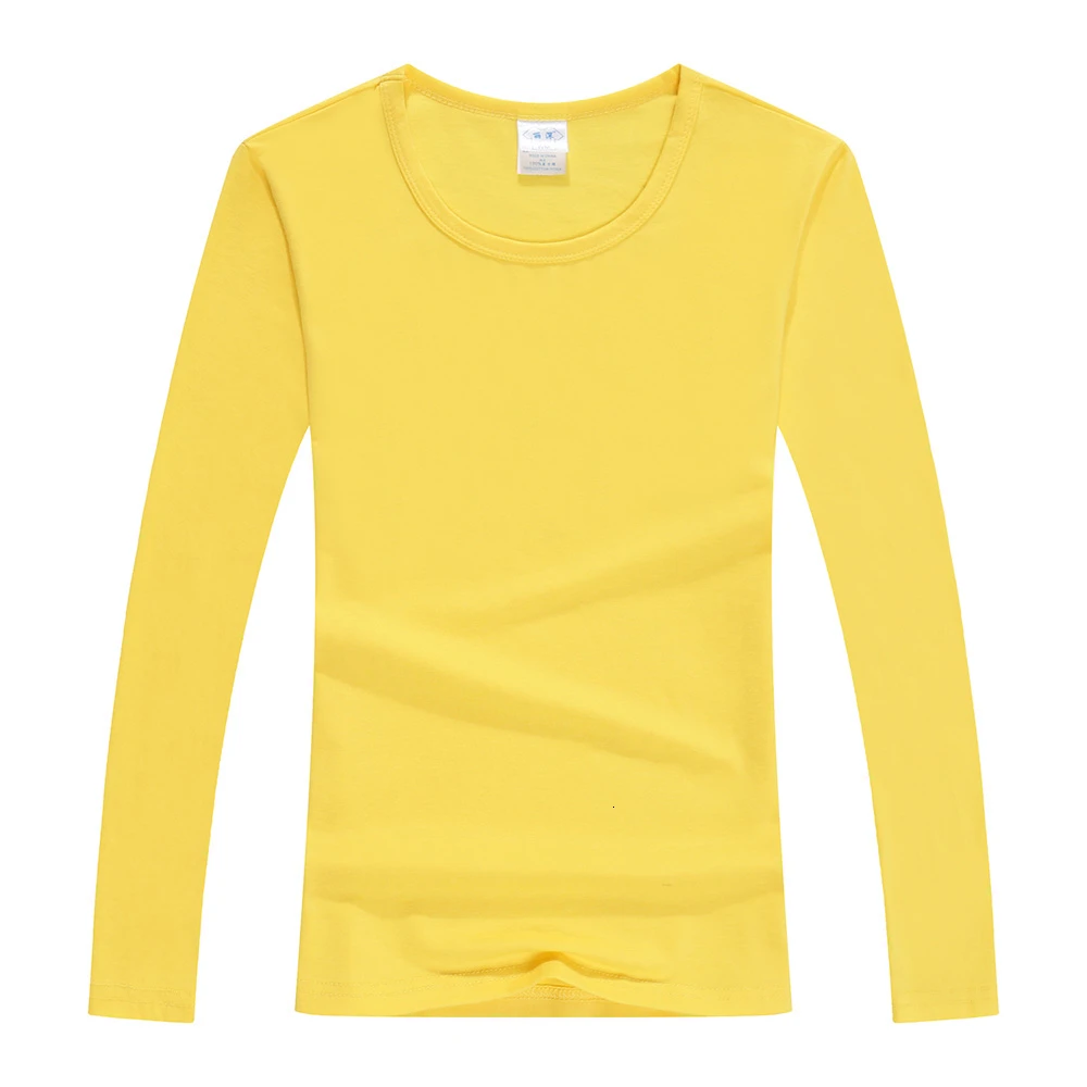 Желтые футболки милые модные для девочек на заказ Осенняя футболка с длинными