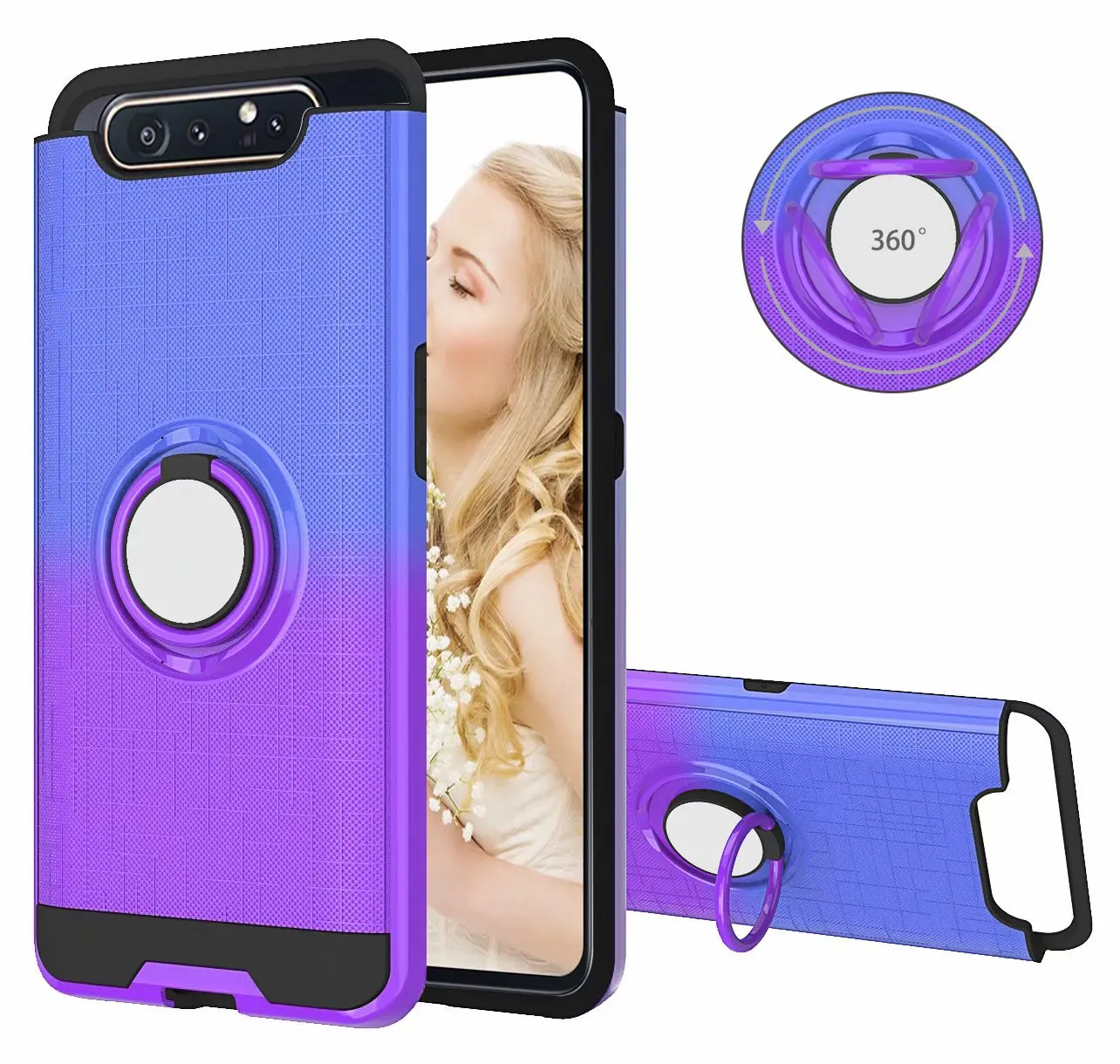 360 ° вращающийся кольцевой чехол для samsung Galaxy A20 A30 A40 A50 A505 A30S A50S A70 A80 A90 A10s противоударный 2 в 1 чехол для телефона