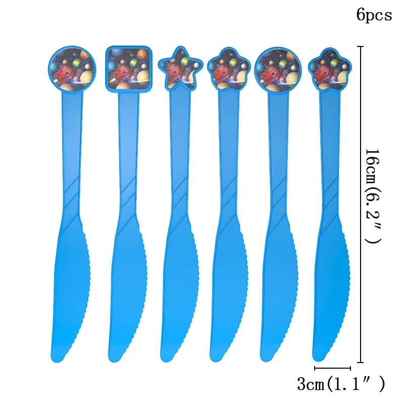 Knife-6pcs Вечерние принадлежности космический корабль тема вечерние украшения вечерние принадлежности набор свадебных баннеров тарелка столовые приборы для детей день рождения - Цвет: Knife-6pcs
