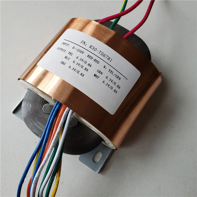 R30-TS6781 5*6,3 V 0.8A R трансформатор с сердечником 25VA R30 Трансформатор 230V медный щит усилитель мощности питания - Цвет: R30-TS6781