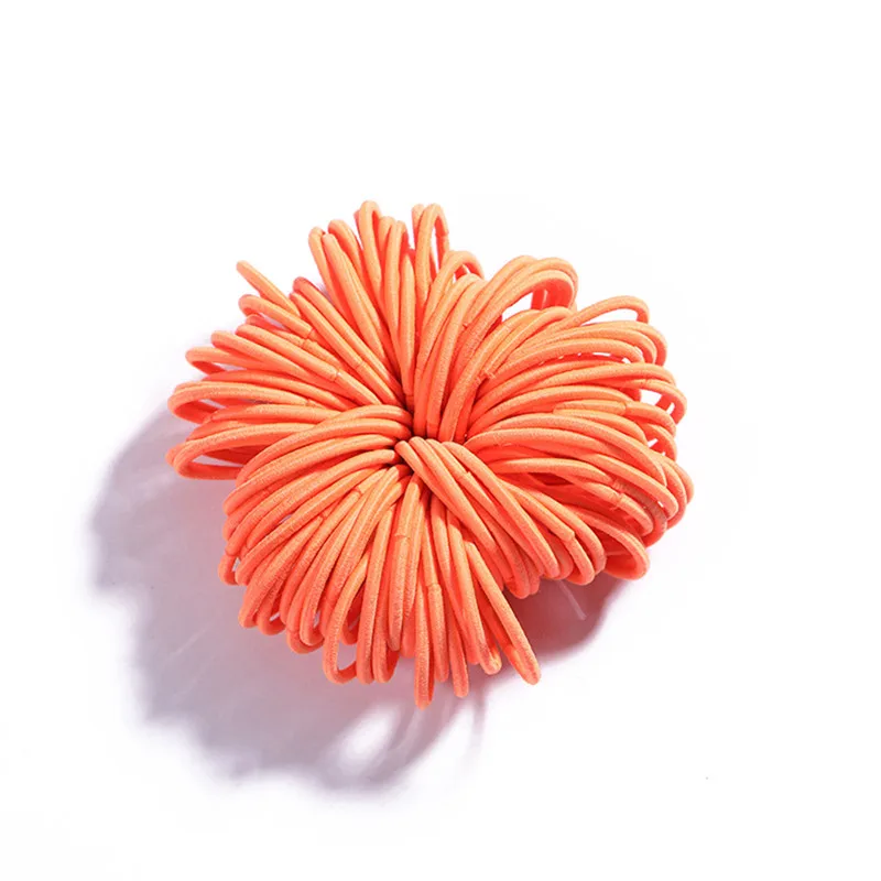 100Pcs Orange 200/1000 шт милые цветные кольца для девочек, Одноразовые эластичные резинки для волос, резинка для хвоста, резинки для волос, Детские аксессуары для волос - Цвет: 100Pcs Orange