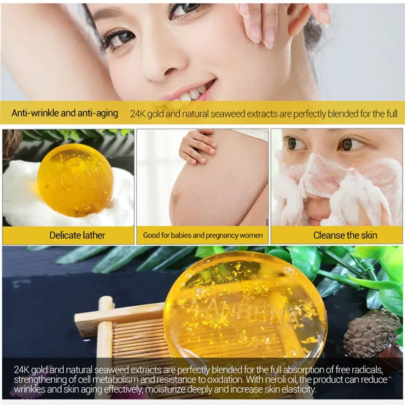 24K золотой увлажняющий с гиалуроновой кислотой мыло для чистки лица глубокое очищение косметическое мыло ручной работы