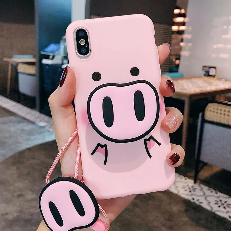 For cute pig Huawei Mate 9 10 20 Lite phone shell lanyard 10Pro nose shatter-resistant mobile case |