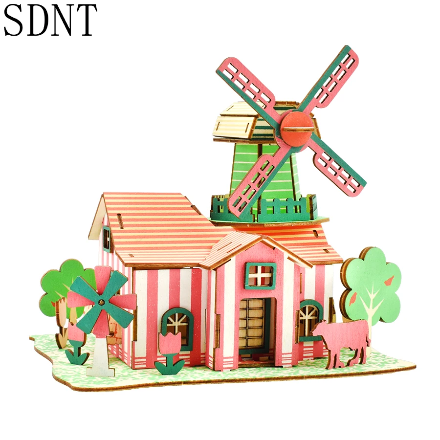 

Tulip Pasture 3D Puzzles Toys Building Model Add Color Assembling Puzzles Educational Games Wooden Toys for Children Decoration