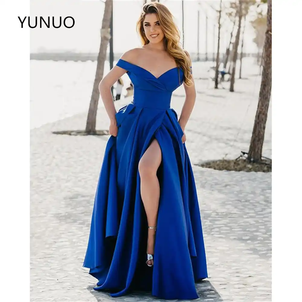 off shoulder long party frocks