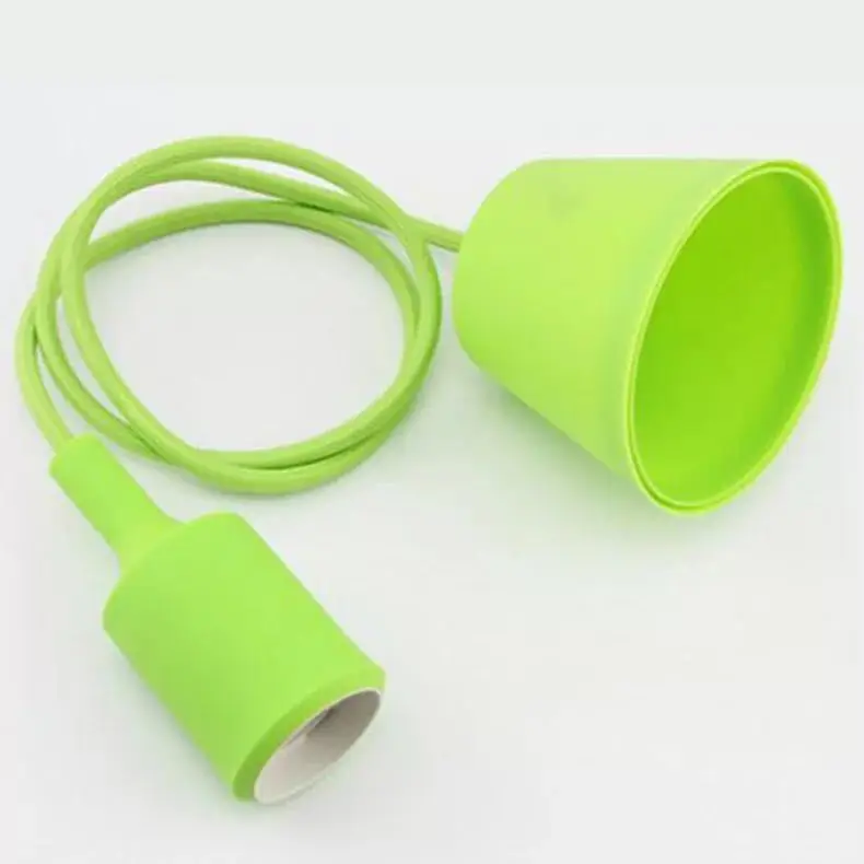 Light green E27 цветная лампа, подвесной светильник из проволоки для ресторана, бара, цветная модная подвесная проволока, 1 метр, Потолочная плетеная силиконовая лампа - Цвет корпуса: Light green