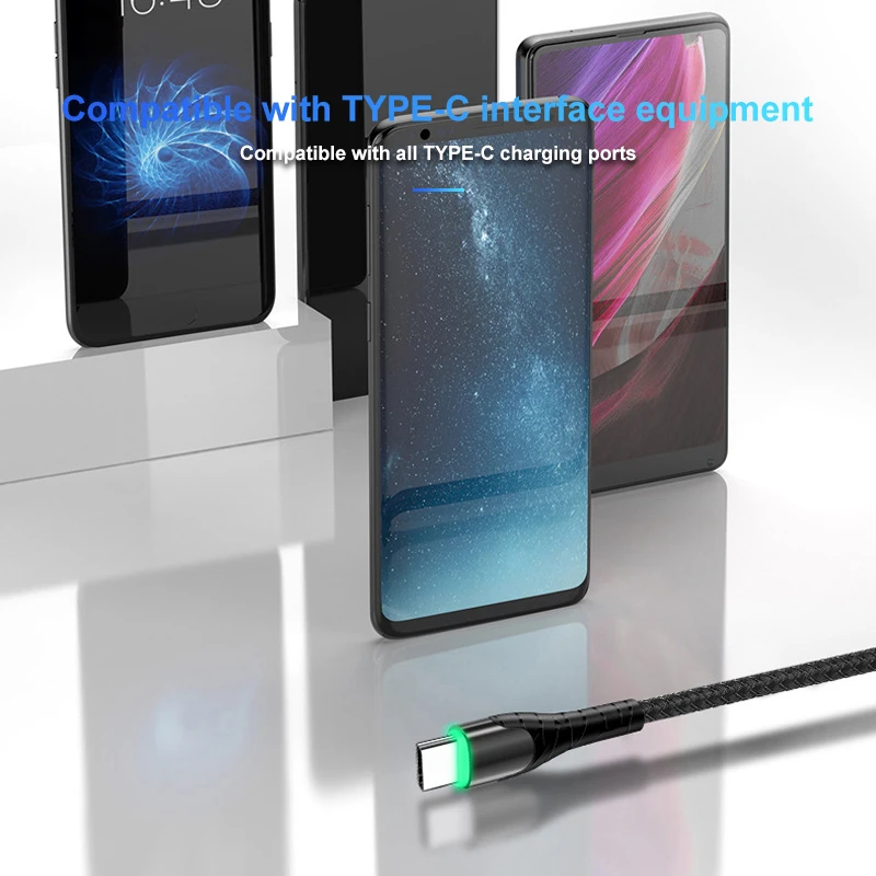 USB C кабель светодиодный Micro USB кабель для быстрой зарядки для Samusng Xiaomi type C зарядный адаптер Шнур для передачи данных для мобильного телефона Microusb